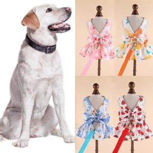 Vêtements pour chiens Vêtements floraux mignons Jupe Bow Princesse Robe Boucle Style Mariage Pet Puppy Robes Printemps Été Petit Frais Doux Mince