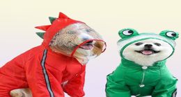 Vêtements pour chiens grenouille mignonne arc-de-papier couverture du corps complet avec chapeau transparent veste de pluie de rainures pour les chats perros moyens xxl7xl6755654