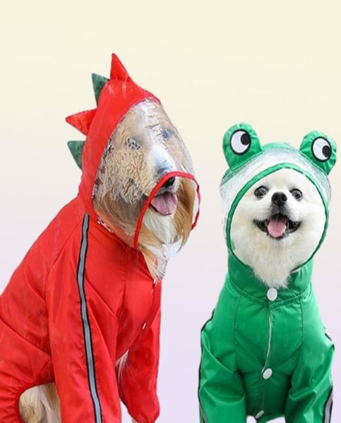 Vêtements pour chiens grenouille mignonne arc-de-papier couverture du corps complet avec chapeau transparent veste de pluie de rancune pour chats perros moyens xxl7xl1576716