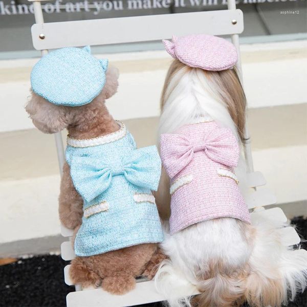 Ropa para perros Ropa linda para niña Vestido Sombrero Invierno Pequeños disfraces Yorkie Pomeranian Shih Tzu Maltés Poodle Bichon Schnauzer Ropa