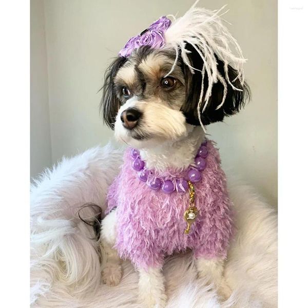 Ropa para perros Ropa linda para niña Púrpura Rosa Rosa Camisa para mascotas Waffle Cat Suéter fino Falda para cachorro Ropa Gatos Chihuahua Yorkie