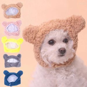 Hondenkleding schattig hoed huisdier pluche hoofddeksel fleece katten hoofddeksel cartoon gemakkelijk dragende oorvorm puppy winter warme pet kleine accessoires