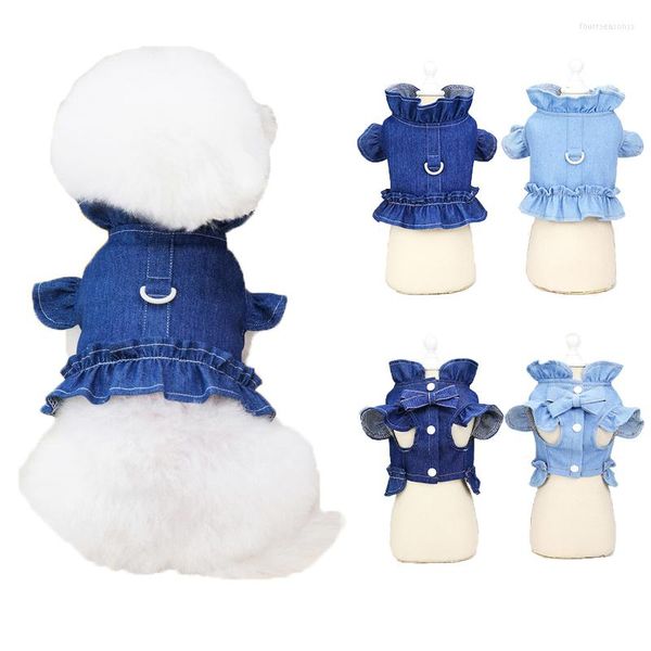 Vêtements pour chiens mignon Jean jupe été harnais pour animaux de compagnie vêtements pour petits chiens moyens robes de chat Yorkies maltais Teddy Denim robe Costumes