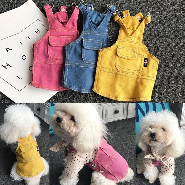 Vêtements de chien mignon jeans jupe femme robe d'été une pièce vêtements poméraniens chiot denim pour chiens animal de compagnie chihuahua