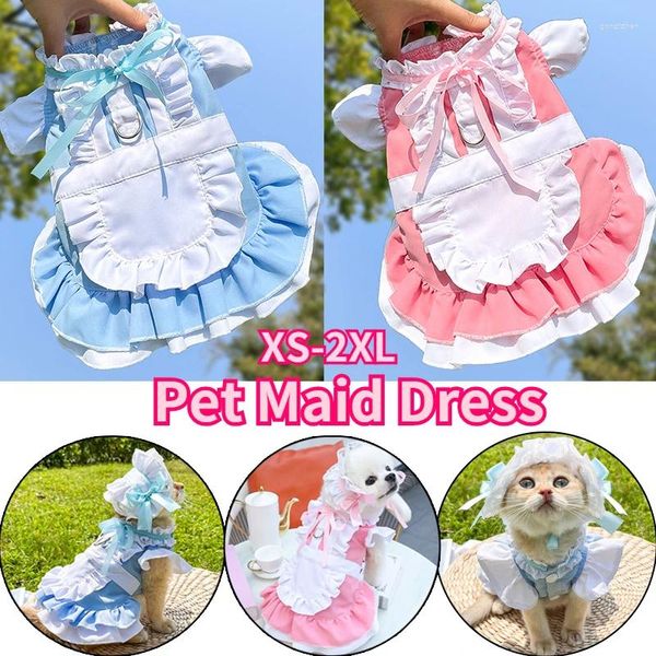 Ropa para perros lindo vestido de criada verano ropa para mascotas gato cachorro disfraces pequeños perros encaje princesa