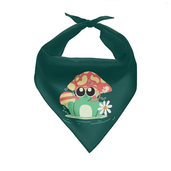 Ropa para perros Cute Mushroom And Frog Cartoon Bandana Baberos Mascota Gato Bufanda Cabeza triangular Pañuelo para perros pequeños y medianos