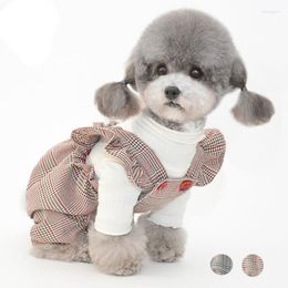 Vêtements de chien Salopette mignonne Pantalons de citrouille Robes pour petits chiens Fille Printemps Plaid Pet Robe Chihuahua Teddy Robes Para Perras