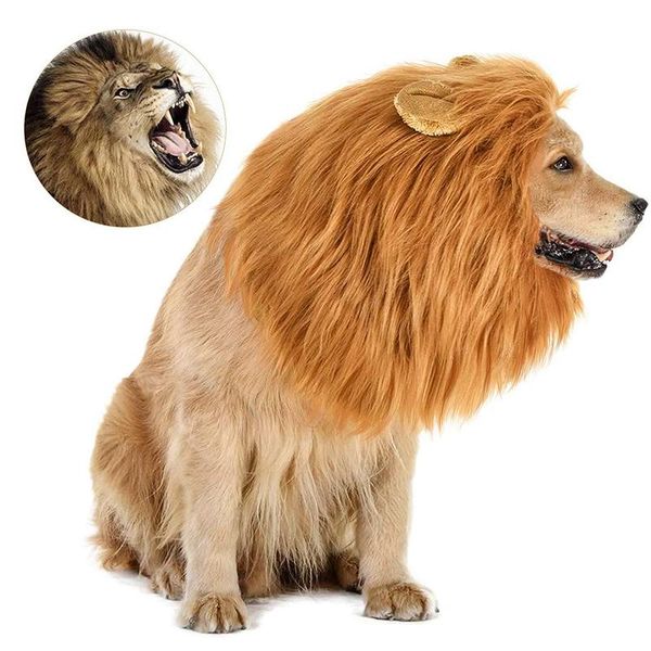 Vêtements de chien mignon animal de compagnie cosplay vêtements costume lion crinière hiver chaud pour grands chiens décoration de fête avec accessoires d'oreille chien