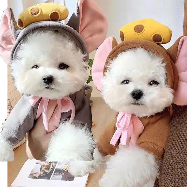 Ropa para perros lindo disfraz de mascotas con capucha con capucha de invierno para perros pequeños ropa de cosplay ratones suéter de cachorro ropa para mascotas