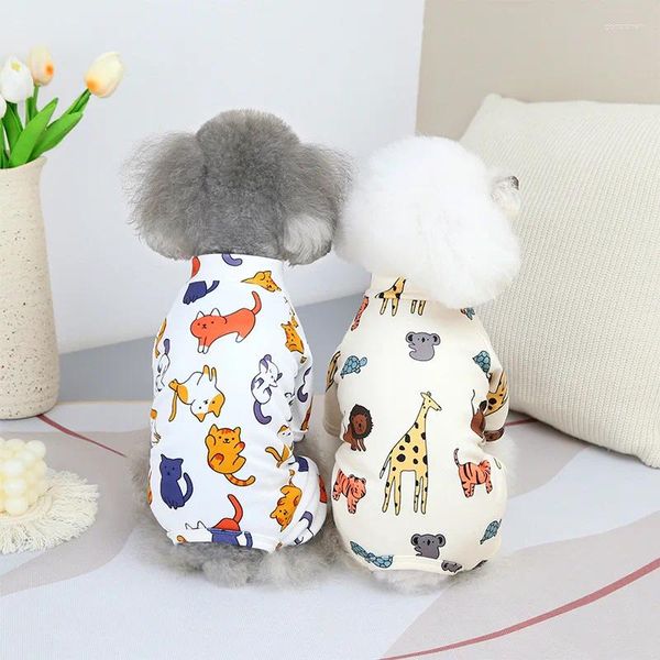 Ropa para perros lindos perros pijamas para ropa de gato cachorro mono abrigo pequeño chihuahua estampado chaqueta ropa camisa