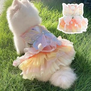 Vêtements pour chiens robe animale mignonne élégante avec un charmant décor de papillon pour le chat d'été princesse en mailles
