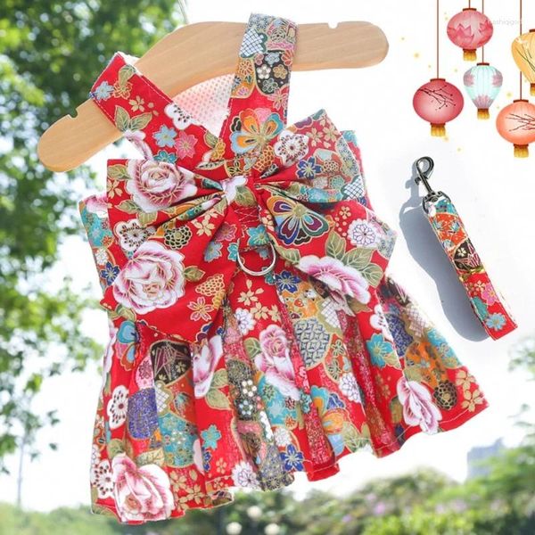 Vêtements pour chiens harnais pour animaux de compagnie robe de floral chat mit de collier de navette pour petits chiens