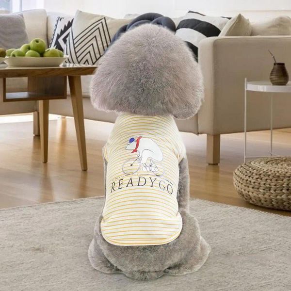 Appareils pour chiens T-shirt Pet T-shirt Print Absorption Humidité Absorption Sans manchettes à rayures