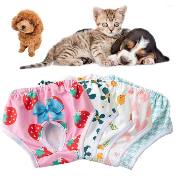 Vêtements pour chiens mignons animaux de compagnie couches pantalons physiologiques pour animaux de compagnie lavables slips féminins couches hygiéniques culottes courtes chiens