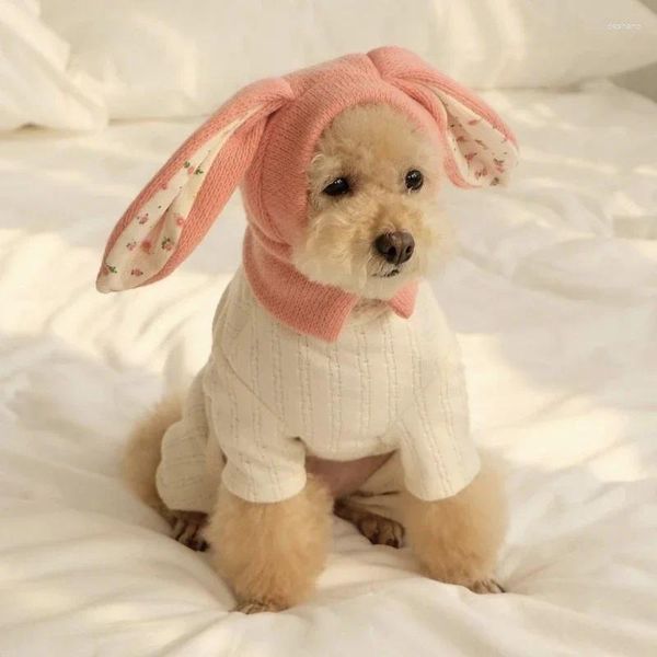 Ropa para perros lindo rosa mascota sombrero cálido sombrero de punto caniche yorkshire terrier schnauzer cachorro sombreros perros accesorios gato