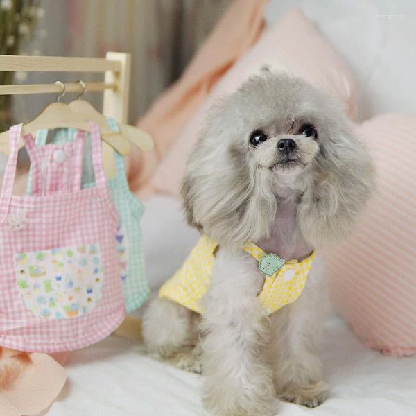 Vêtements pour chiens mignon jupe à plaid vêtements de chat suspense robe princesse été pour petits chiens chihuahua robes fête portant ropa perro