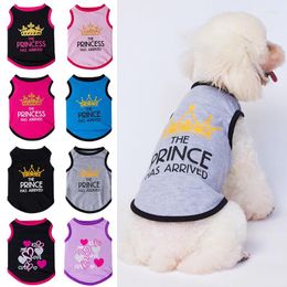 Vêtements pour chiens mignon princesse couronne impression gilet pour animaux de compagnie sans manches vêtements d'été en coton petits chiens T-shirts vêtements pour chiots