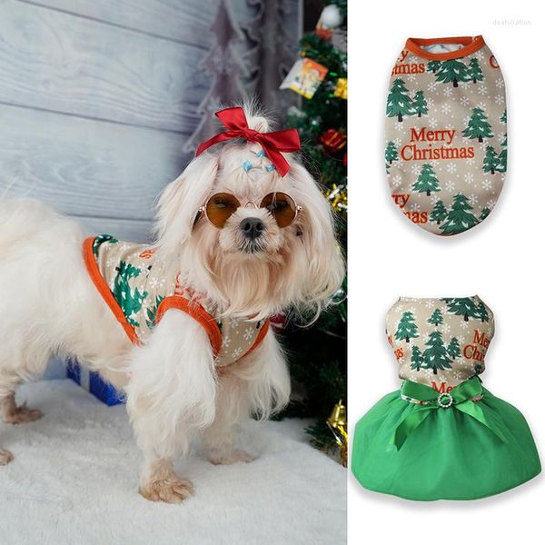 Ropa para perros Lindo Cachorro Algodón Princesa Vestido Mascota Ropa de Navidad Vestidos Navidad Gato Disfraz Up Falda Suministros