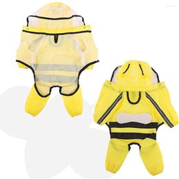 Vêtements pour chien mignon chiot arc-de-papier à quatre pattes à quatre pattes tout inclusive avec un chapeau réfléchissant la veste de pluie pour chats