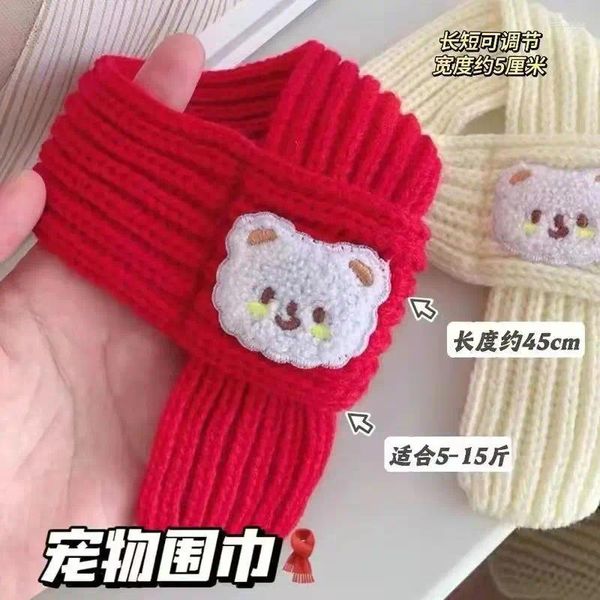 Ropa para perros Lindo cachorro bufanda gato año oso rojo bufandas cálidas mascota invierno punto collar accesorios pajaritas para perros