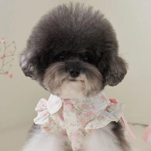 Vêtements pour chiens chiot mignon de fleur de printemps d'été vestimentes de chiens coton plus doux coton rose violette vestime jupe de compagnie de compagnie