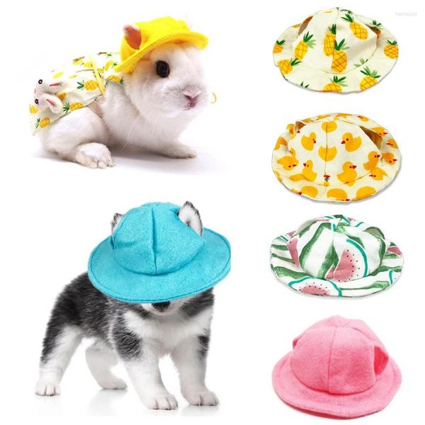 Ropa para perros lindo pequeño sombrero de animal pequeño con agujeros de los orejas mini conejillo de indias hámster sombreros de sol gracios