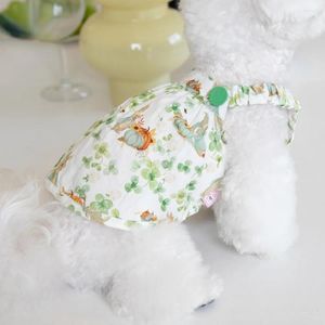 Hondenkleding schattige riem rok geluk gras print huisdier kat teddy tanktop ins mode kleding kostuumvest