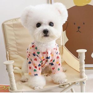 Vêtements pour chiens mignon doux amour rayé vêtements pour animaux de compagnie gilet snap cardigan pull Teddy Bichon automne chaud hiver chiot vestes manteau