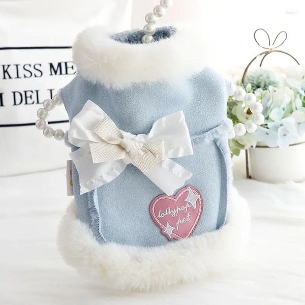 Vêtements de chien mignon hiver peluche vêtements épaissis veste de chat en daim gilet d'amour plus velours design de mode pull de Noël