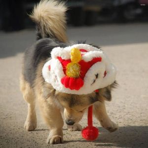 Hondenkleding Decoratieve leeuwendanshoed Warme Chinese stijl Leeuwen Hoofddeksel Leeuwvorm Zacht huisdier Jaar Lantaarnfestival