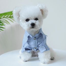 Ropa para perros Denim Camisa azul Disfraces para perros pequeños Cachorro Ropa de otoño XS XL Uniforme de niño Pugs Chihuahua Yorkshire Terrier Trajes