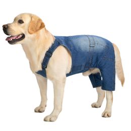 Hondenkleding Denim overalls voor honden Fashion Pet Dog Jumpsuit voor grote honden verstelbare grote hondenkleding Blue Dog -kostuumpak voor honden 230327