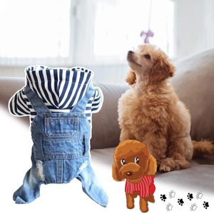 Vêtements pour chiens Denim Gilet Veste T-Shirt Mignon Chiot Vêtements Confortables Vêtements Cool Pour Petits Chiens Combinaisons Barboteuses Mode