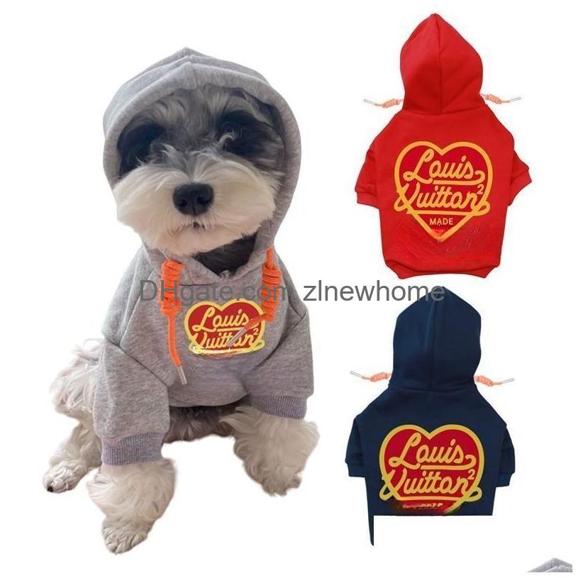Hondenkledingontwerper Dogkleding Merk Kleding Zachte warme hoodie met klassieke letterpatroon Katoen winterjas koud weer jas voor dhjyx
