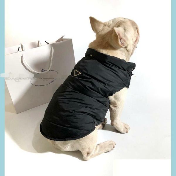 Vêtements de chien Designer Vêtements de chien Vêtements par temps froid Coupe-vent Chiot Veste d'hiver Manteau imperméable pour animaux de compagnie Gilet chaud pour animaux de compagnie avec chapeaux pour S Otbaq