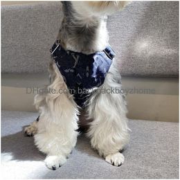 Hondenkleding Designer Hondenkleding Luxe huisdier jarretelbroeken met oud bloemenpatroon Jumpsuit overall voor kleine honden Blauw Klasse Dht63