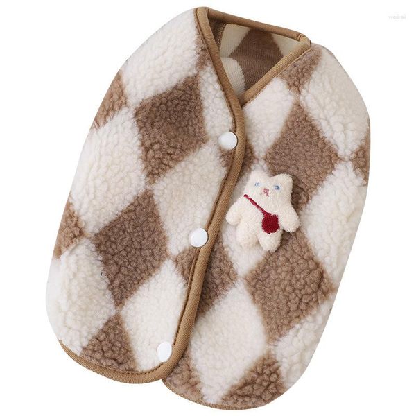 Vêtements pour chiens Diamond Plaid Gilet Vêtements pour animaux de compagnie Petit lait Automne Hiver Chaleur Deux pattes Chiot Vêtements