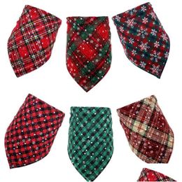 Vêtements pour chiens Vêtements pour chiens 1 pcs Bandana de Noël Fournitures pour animaux de compagnie Chiens Animaux Bandanas Écharpe Petits bavoirs Coton Chiot Accessoires Boutique Drop De Dhfyw