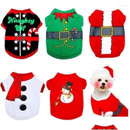 Hondenkleding Hondenkleding Kerstkostuum Dierenkleding Voor Shirt Schattig Kerstkleding Puppy Kitty Honden Huisdieren Chihuahua York Drop Delivery Dhmdi