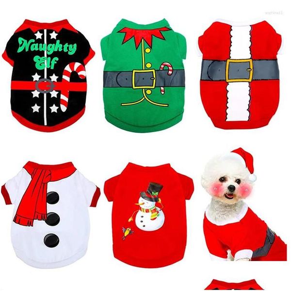 Vêtements de chien Vêtements de chien Costume de Noël Vêtements pour animaux de compagnie pour chemise Vêtements de Noël mignons Chiot Kitty Chiens Animaux Chihuahua York Drop Livraison Dhmdi