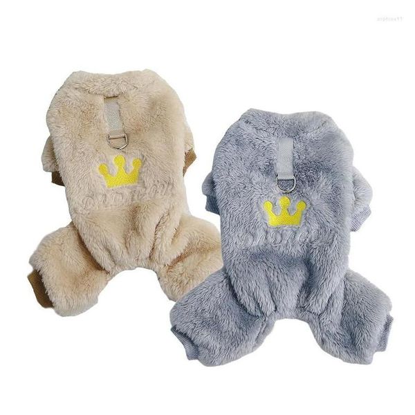 Vêtements de chien Vêtements de chien Vêtements d'hiver en polaire pour chiens Pyjamas en peluche pour chiots Combinaison chaude Petit Costume Chihuahua Vêtements avec laisse R Dhtnv