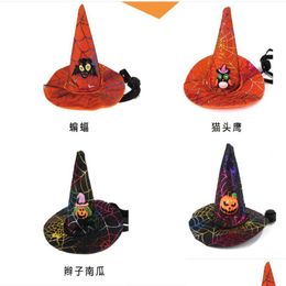 Hondenkleding Hondenkleding Halloween Pet Hoeden met pompoen Bat Owl ornamenten Cat Dogs Caps Costume Party Puppy Kitty Hoofd Decoratie 47 DHFPJ