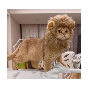 Hondenkleding Dog Apparel Lion Wig Costume Cats Accessoires Cute ands Grappig Kleine en Medium Pets Lions Mane Decor voor Cat Inventory W DH3Q2