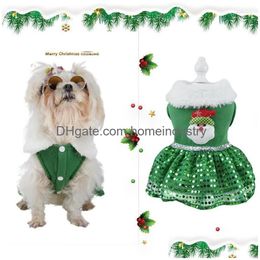 Vêtements de chien Vêtements de chien Vêtements de Noël pour animaux de compagnie Elk Père Noël Chaud Sequin Drop Livraison Maison Jardin Fournitures pour animaux de compagnie Fournitures pour chiens Dha0Q