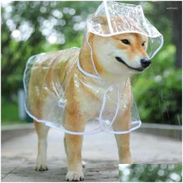 Vêtements de chien Vêtements de chien Pet Puppy Transparent Rainwear Raincoat à capuche imperméable Veste Vêtements Soft PVC Petits chiens Rain Poncho Drop Dh5Il