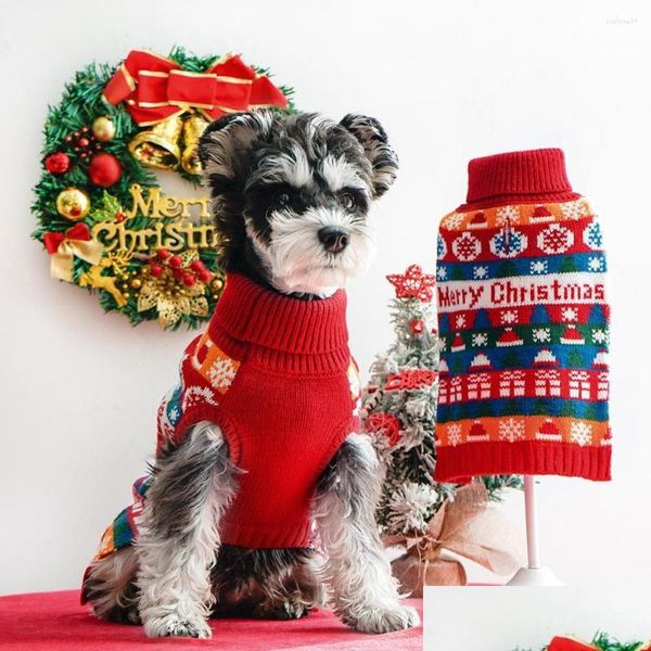 Vêtements pour chiens Vêtements pour chiens Pull à col rond pour animaux de compagnie Sweat-shirt doux et moelleux Manteau rembourré en coton Veste d'extérieur Veste de Noël Fête de vacances K Dhmgh