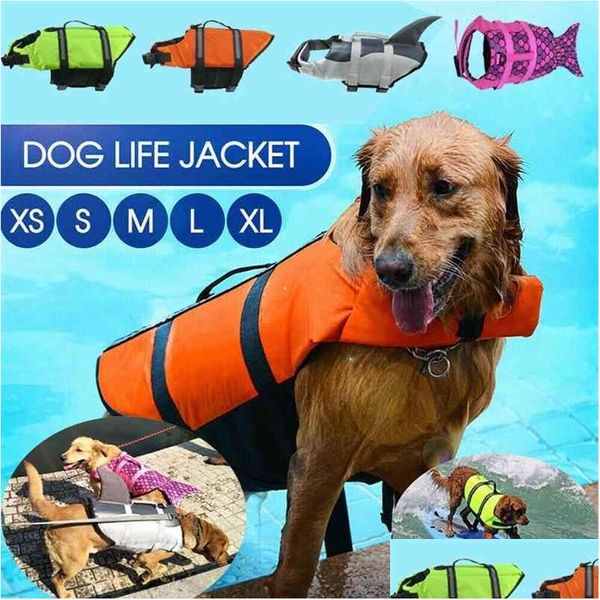 Ropa para perros Ropa para perros Chaleco salvavidas para mascotas Chaleco flotante Ajustable Natación Protectora Remar Seguridad Piscina Playa 210804 Drop Entrega H DH1FP