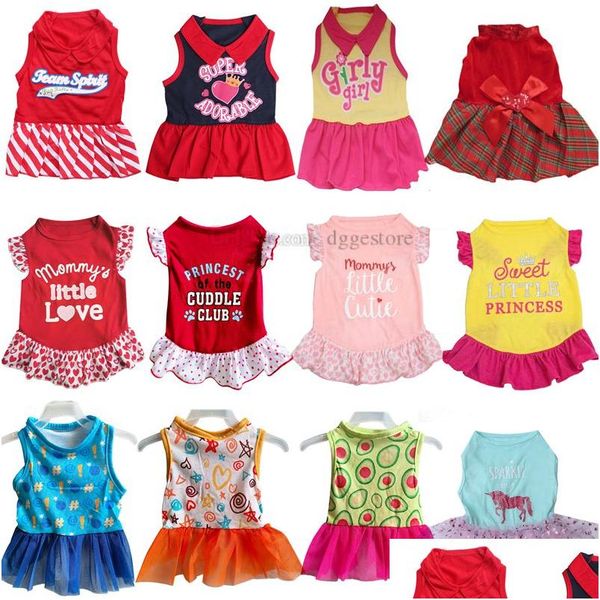 Vêtements de chien Robes de chien pour petits chiens Fille mignonne Robe féminine Maman Chiot Chemise Jupe Doggie Pet Vêtements d'été Vêtements et chats 12 Co Oteb7