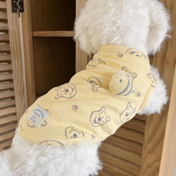 Ropa para perros Ropa para mascotas Ropa para perros Pooh Bear Chalecos para perros Ropa Gato Pequeña abeja Muñeca Linda Delgada Primavera Verano Moda Boy Yorkshire Accesorios 230625