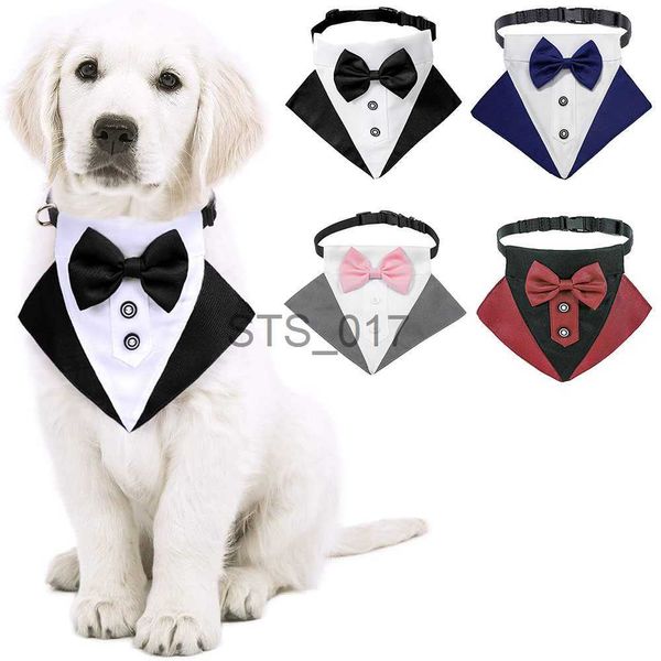 Ropa para perros Perro Esmoquin Bandana Collar Pet Boda Pajarita Bufanda Ajustable Perro Pañuelo Bowtie Collar Negro Mascota Traje formal para cachorro x0904